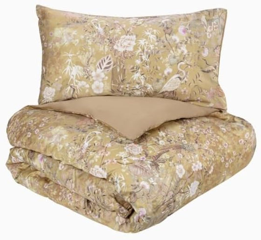 Parure de couette double Fazzini (sans drap de dessous) en satin de pur coton art. Les jardins de l'Est