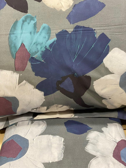 Mirabello double duvet cover set (without bottom sheet) in pure Louisiana cotton percale art. Graphic Flower (Blue U20)