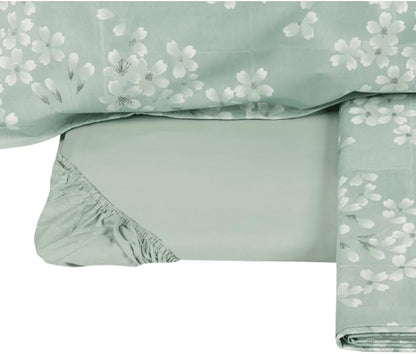 Fazzini Complete French Queen Size Bed Sheets in Pure Cotton Percale with Double Frill Effect, Kimono Art.