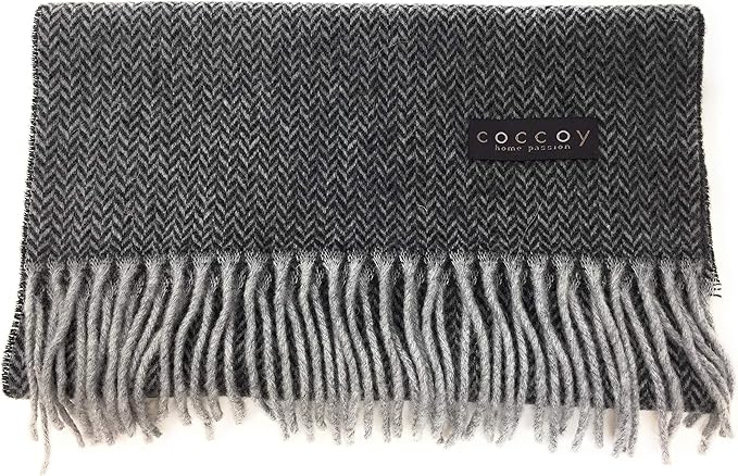 Coccoy Sciarpa Uomo in Pura Lana (45% Cashmere, 55% Lana Merino) con frange gr. 225 mq cm. 30x190 art. Gaston