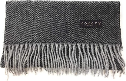 Coccoy Sciarpa Uomo in Pura Lana (45% Cashmere, 55% Lana Merino) con frange gr. 225 mq cm. 30x190 art. Gaston