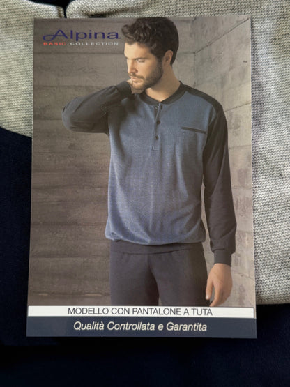 Alpina pigiama uomo in puro cotone interlock peso autunnale (taglie forti) art. Basile