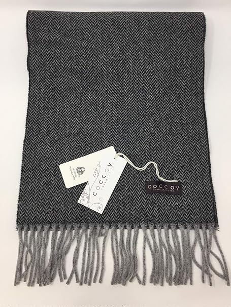 Coccoy Sciarpa Uomo in Pura Lana (45% Cashmere, 55% Lana Merino) con frange gr. 225 mq cm. 30x190 art. Gaston