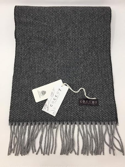 Coccoy Sciarpa Uomo in Pura Lana (45% Cashmere, 55% Lana Merino) con frange gr. 225 mq cm. 30x190 art. Gaston