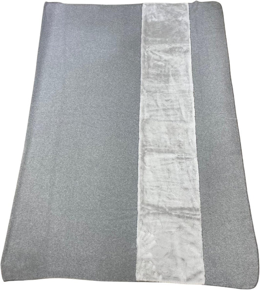 Maryplaid Double blanket in solid color in microfleece with vertical band of ecological fur art. 6M69078 cm. 250x210