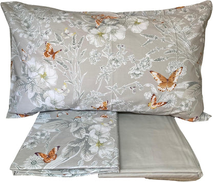 Fazzini complete bed sheets for one and a half squares pure cotton with double flounce and bedspread effect, art. Farfalle 