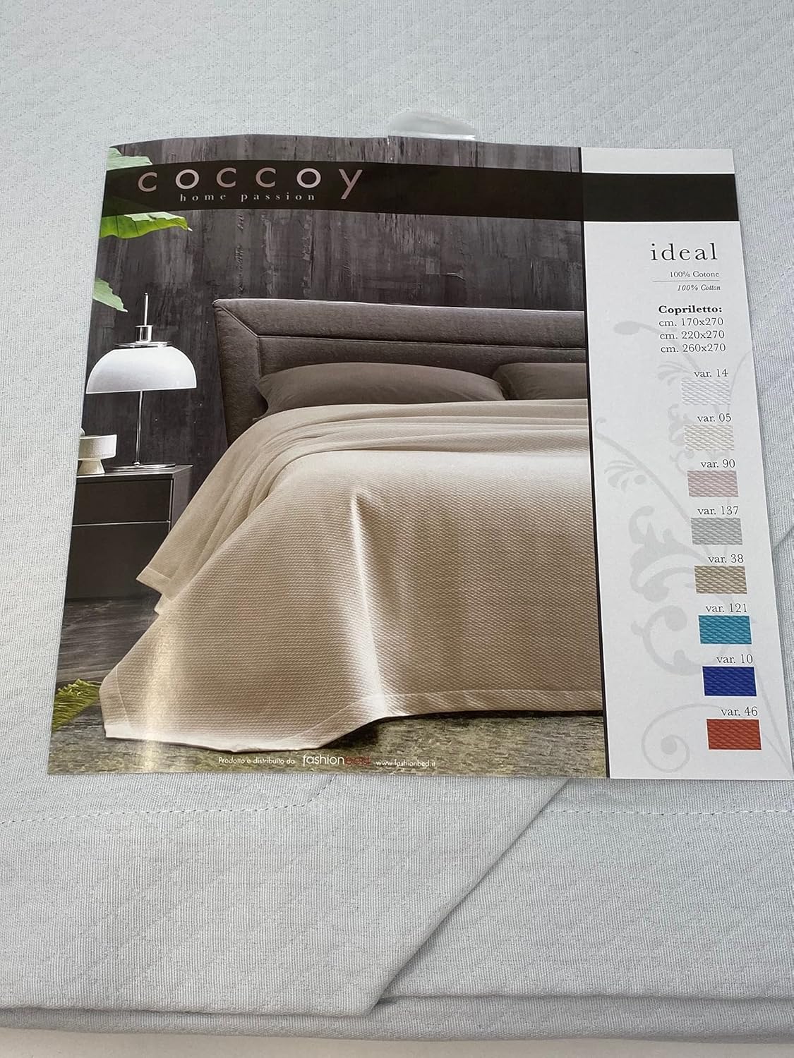 Coccoy Spring weight bedspread for single bed in pure cotton piquet solid color art. Ideal