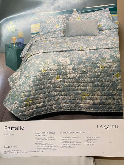 Fazzini completo lenzuola per letto singolo in puro cotone a tessitura fitta doppia balza art. Farfalle