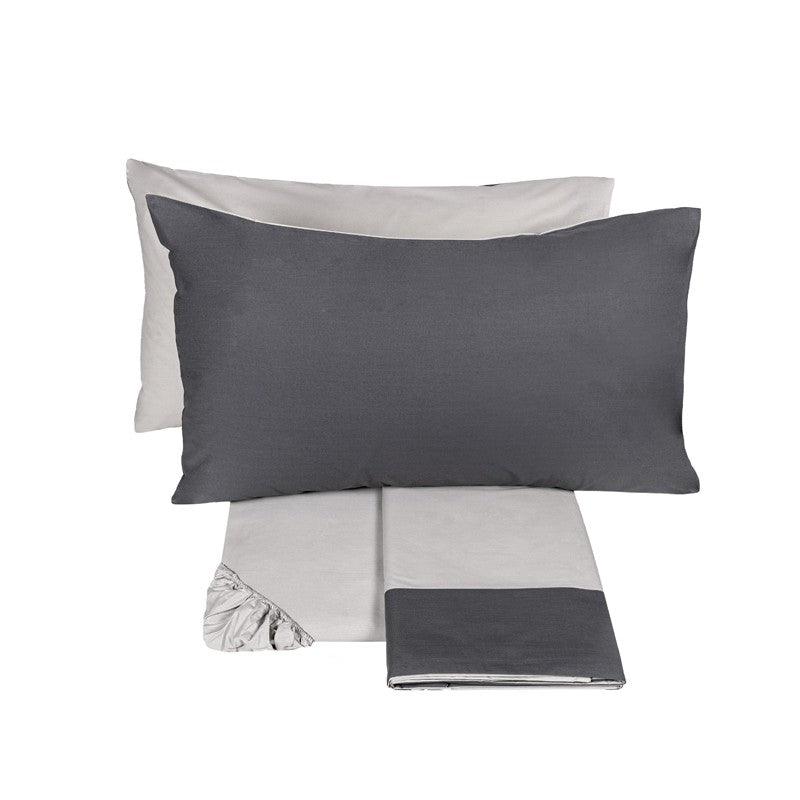 Fazzini complete double bed sheets solid color in Pure Cotton Percale 200TC art. Dialogo