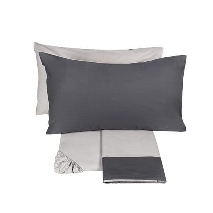 Fazzini complete double bed sheets solid color in Pure Cotton Percale 200TC art. Dialogo