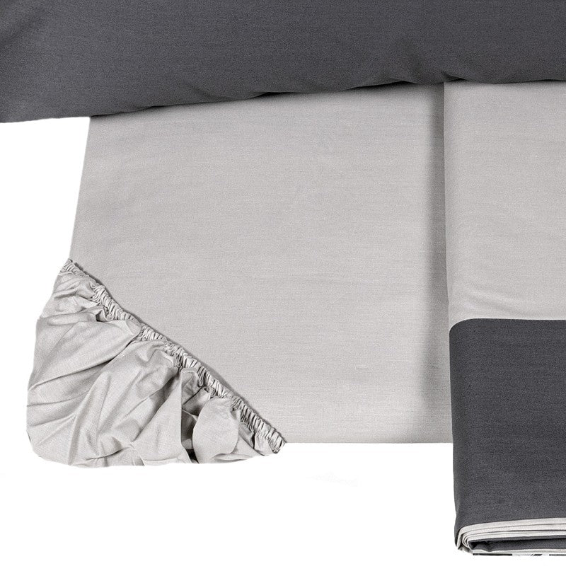 Fazzini complete double bed sheets solid color in Pure Cotton Percale 200TC art. Dialogo