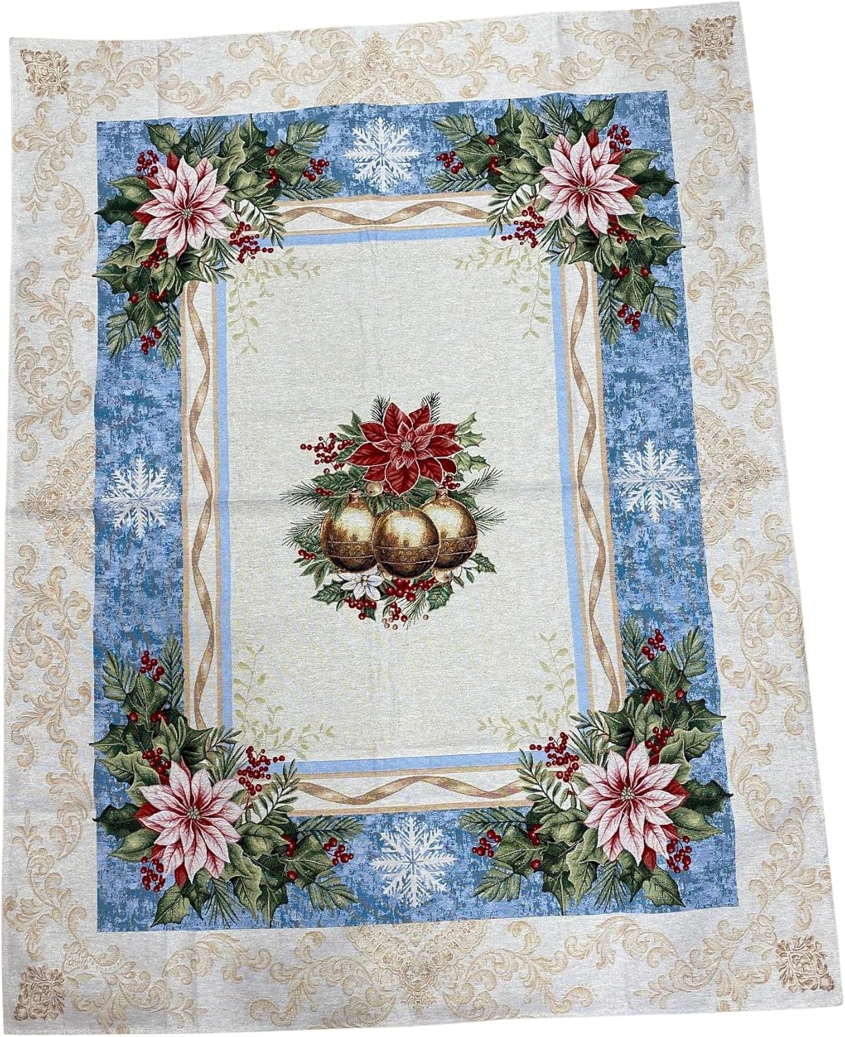 Emily Home Christmas table cover in Gobelin fabric loom with gold Lurex yarns (Without napkins) various designs and sizes 