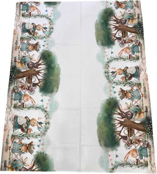 Emily tablecloth EASTER design without napkins in Pure Cotton digital print art. Jade