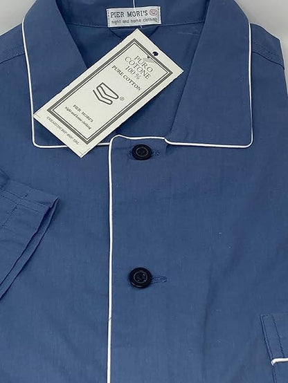 Bip Bip Elegant Pajamas for Men Classic Cut Buttoned Front in Pure Mako Cotton Art. E600