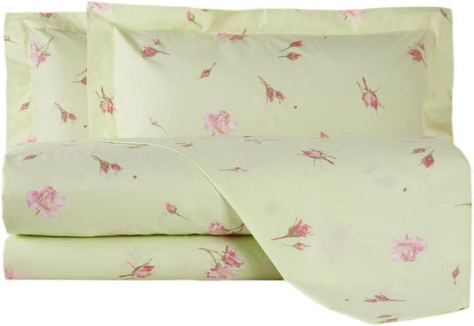 Housse de couette complète pour lit double en percale de coton fin Mirabello Milano Art. La Vie en Rose