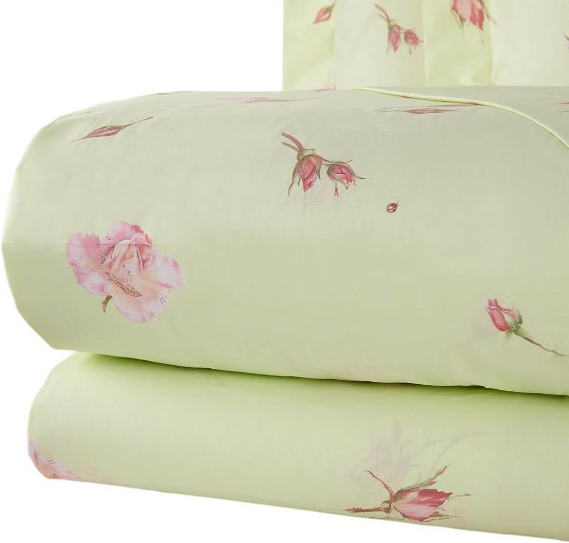 Housse de couette complète pour lit double en percale de coton fin Mirabello Milano Art. La Vie en Rose