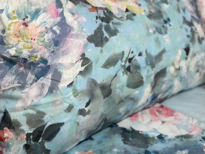 Mirabello Completo Lenzuola letto Due piazze in fine Percalle di Cotone, Effetto copriletto con Doppia Balza Art. Fiori di Van Gogh