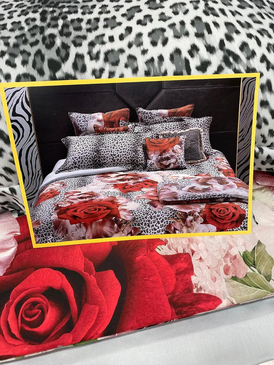 Roberto Cavalli Art Rose Leopard Double Duvet Cover Set