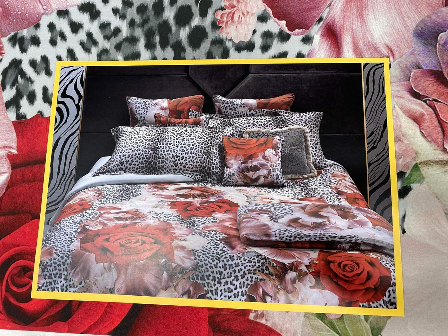 Roberto Cavalli Art Rose Leopard Double Duvet Cover Set