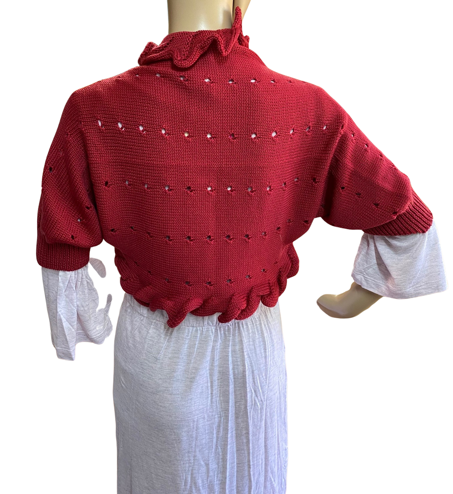 Sgarlata Home scalda spalle in Pura maglia di Lana Borgosesia 100% con rouches art. Lucia