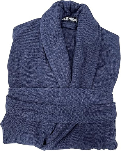 Peignoir sans capuche pour homme en éponge pure grain de riz 480 gr/m2 bleu marine Art. 6M98475MM col. Bleu