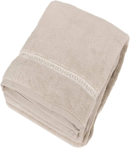 Serviette de douche Fazzini La Perla Home by en éponge 100% pur coton avec dentelle macramé appliquée. Macramé cm. 100x150