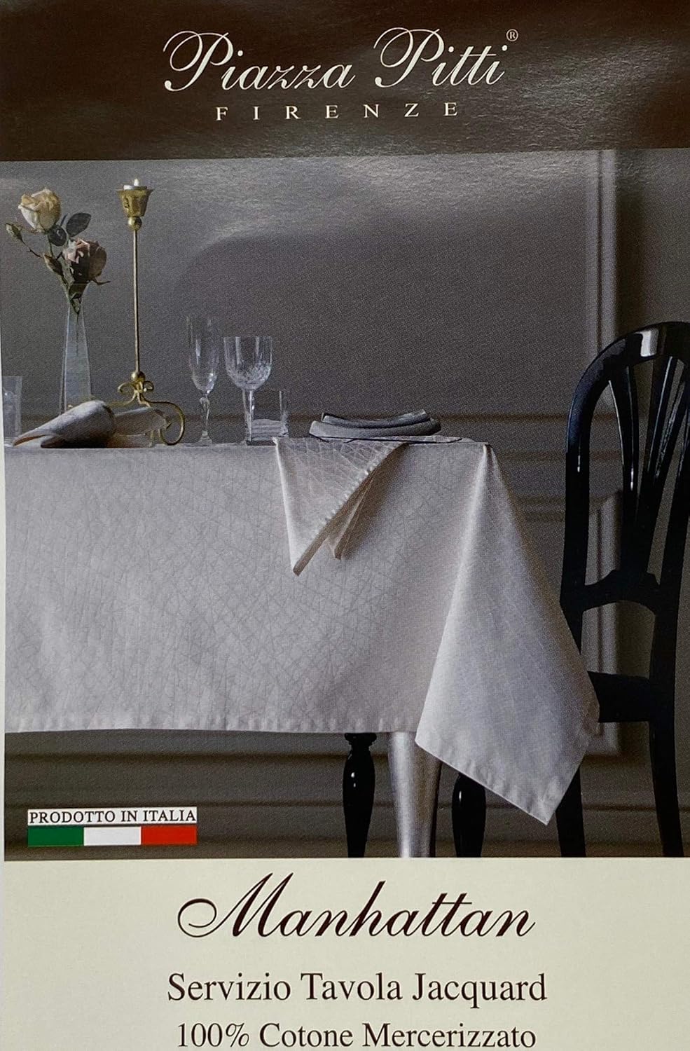 Jacquard table service with napkins in 100% pure mercerized cotton Piazza Pitti Art. Manhattan