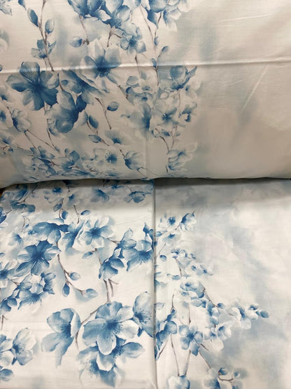 Mirabello double bed sheet set in 100% Pure Cotton Percale, art. Mandorlo in Fiore