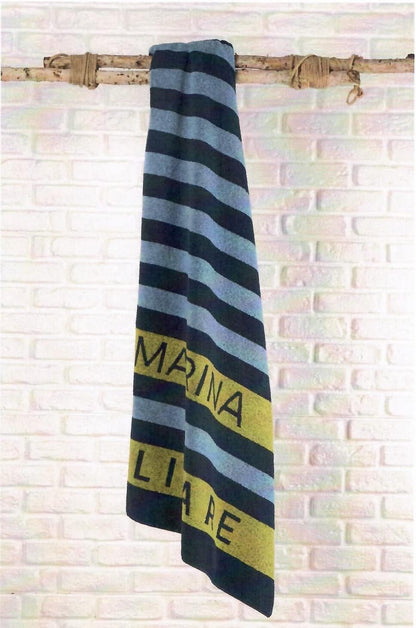 Navy Bath Towel in Pure Hydrophilic Sponge Yarn Dyed Jacquard 380 gr/m2 Art. 6M98473MM cm. 100x180