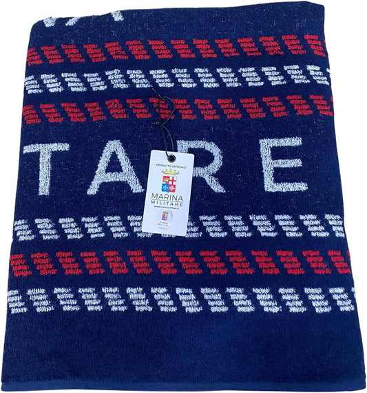 Serviette de bain Navy en pure éponge hydrophile jacquard teint en fil 380 gr/m2 Art. 6M98472MM cm. 100x180