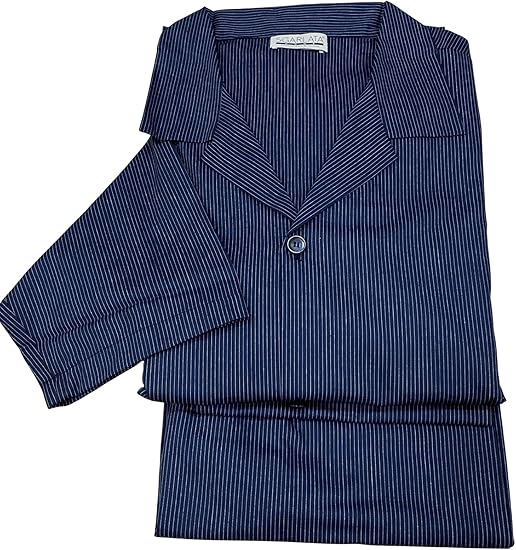 SGARLATA HOME Men's Two-Piece Buttoned Pajamas MOD. Cardigan in Pure Mercerized and Yarn-Dyed Mako Cotton Spring Weight Art. Mauro