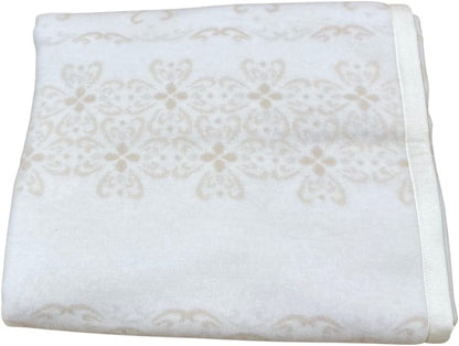 COCCOY Couverture double en pure laine vierge 100 % laine d'agneau mérinos australienne avec traitement jacquard, poids hiver 450 g/m2 Memory Art.