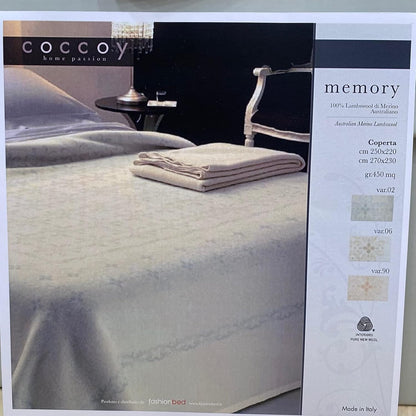 COCCOY Couverture double en pure laine vierge 100 % laine d'agneau mérinos australienne avec traitement jacquard, poids hiver 450 g/m2 Memory Art.