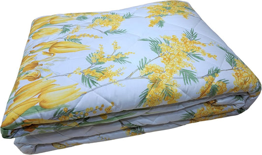 Mirabello Carrara Queen Size Quilt Spring Weight in Pure Cotton Percale, Art. Mimosa