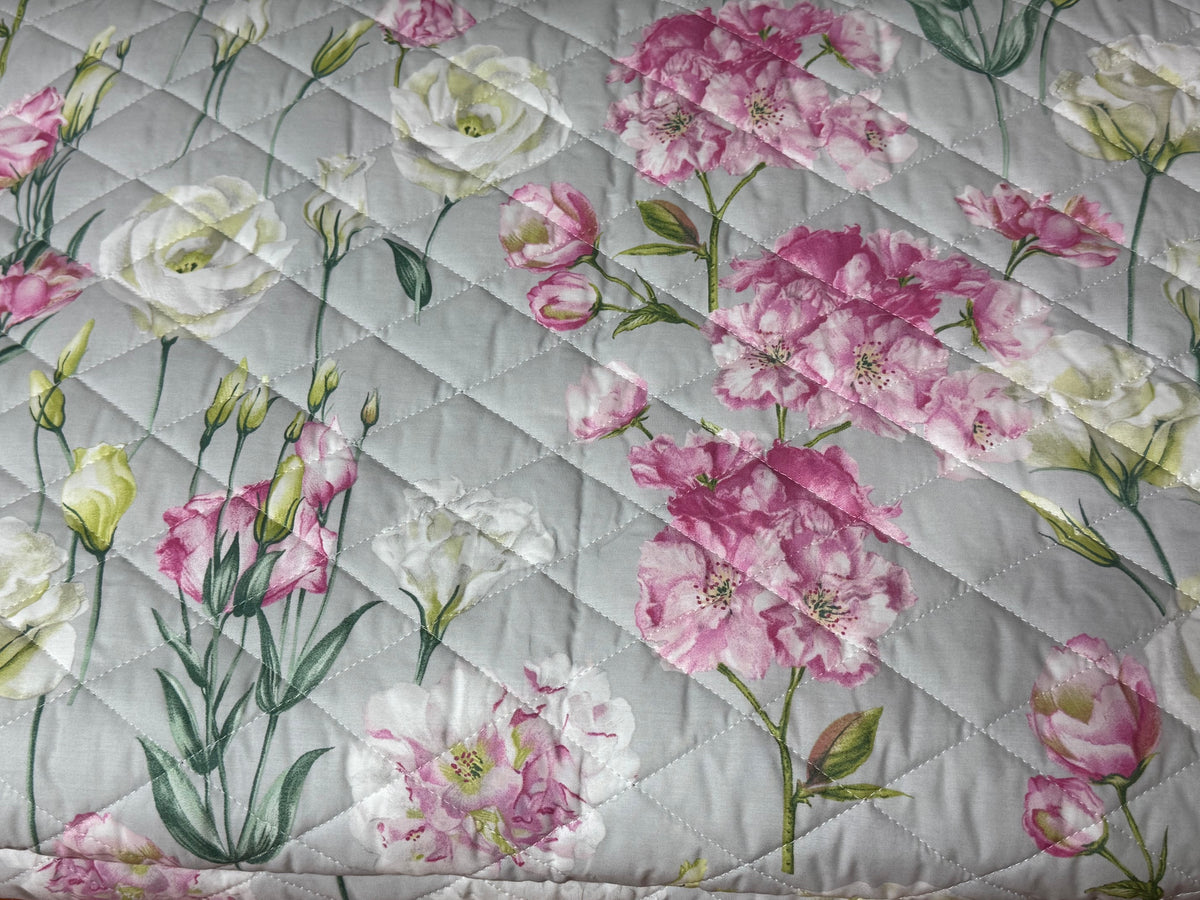 Mirabello Quilt trapuntato Una Piazza e Mezza in Puro Percalle double-face art. Lisianthus