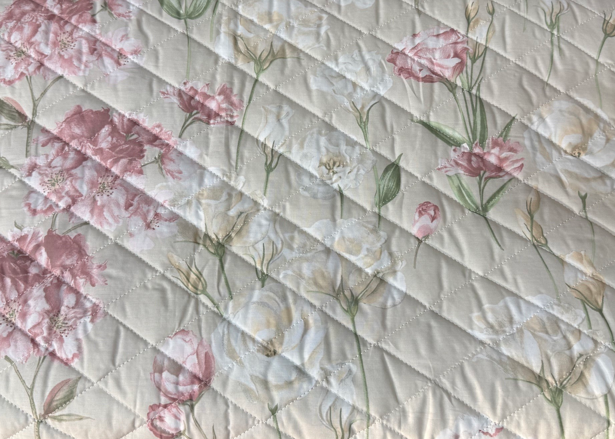 Mirabello Quilt trapuntato per Letto Singolo in Puro Percalle double-face art. Lisianthus