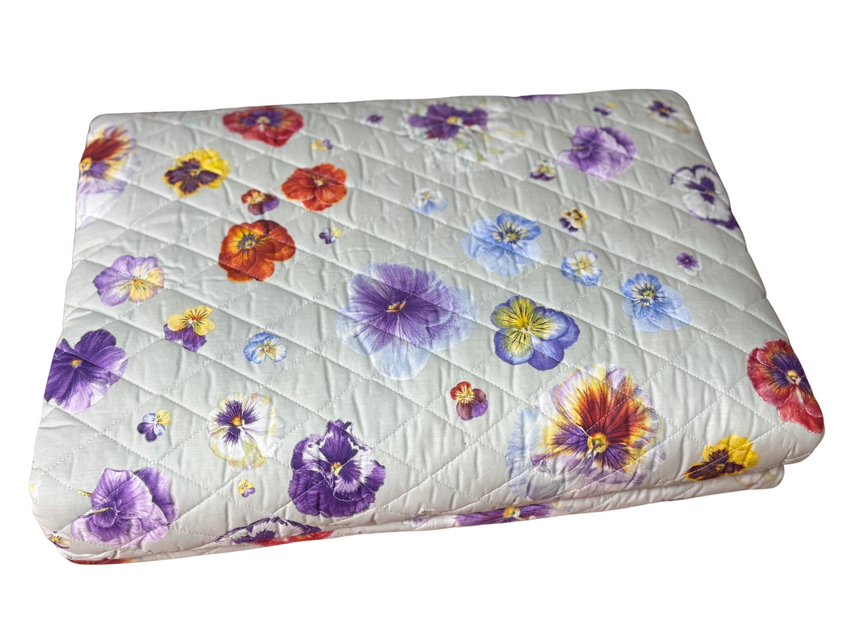 Mirabello Quilt trapuntato Matrimoniale in Puro Percalle double-face art. Viole