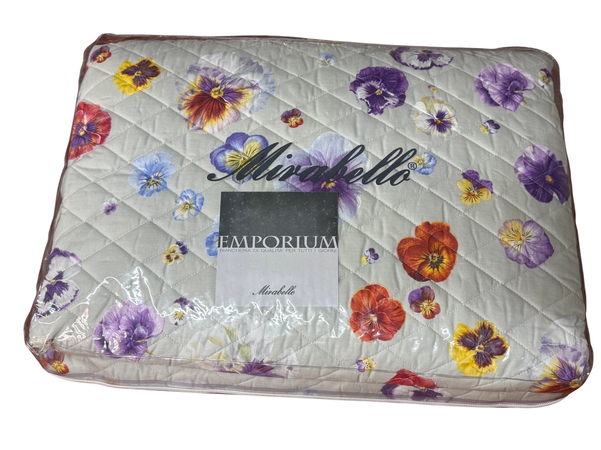 Mirabello Quilt trapuntato Matrimoniale in Puro Percalle double-face art. Viole