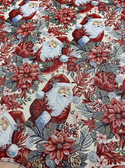 Nappe de Noël Emily Home en tissu Gobelin avec fils Lurex dorés (sans serviettes) Taille ronde diamètre cm. 160 + 2 patins inclus 