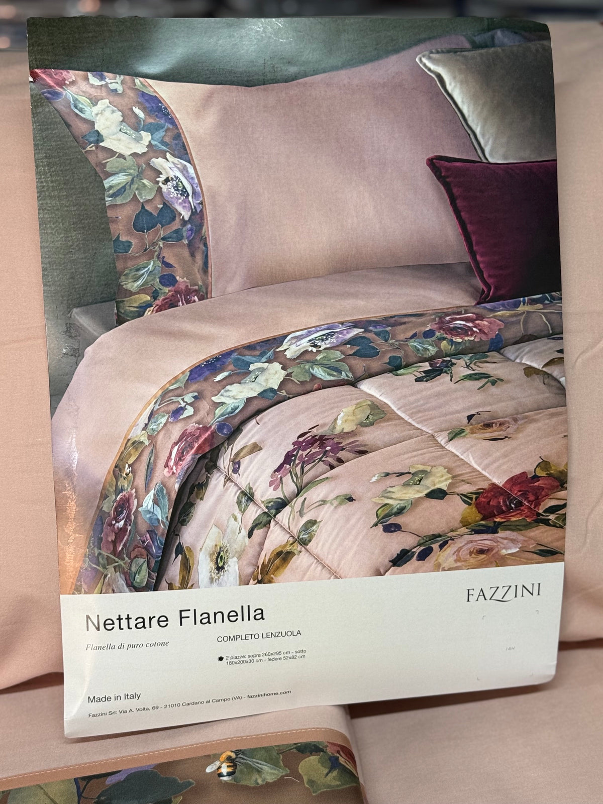 Fazzini Completo Lenzuola Matrimoniali in Flanella di Puro Cotone art. Nettare