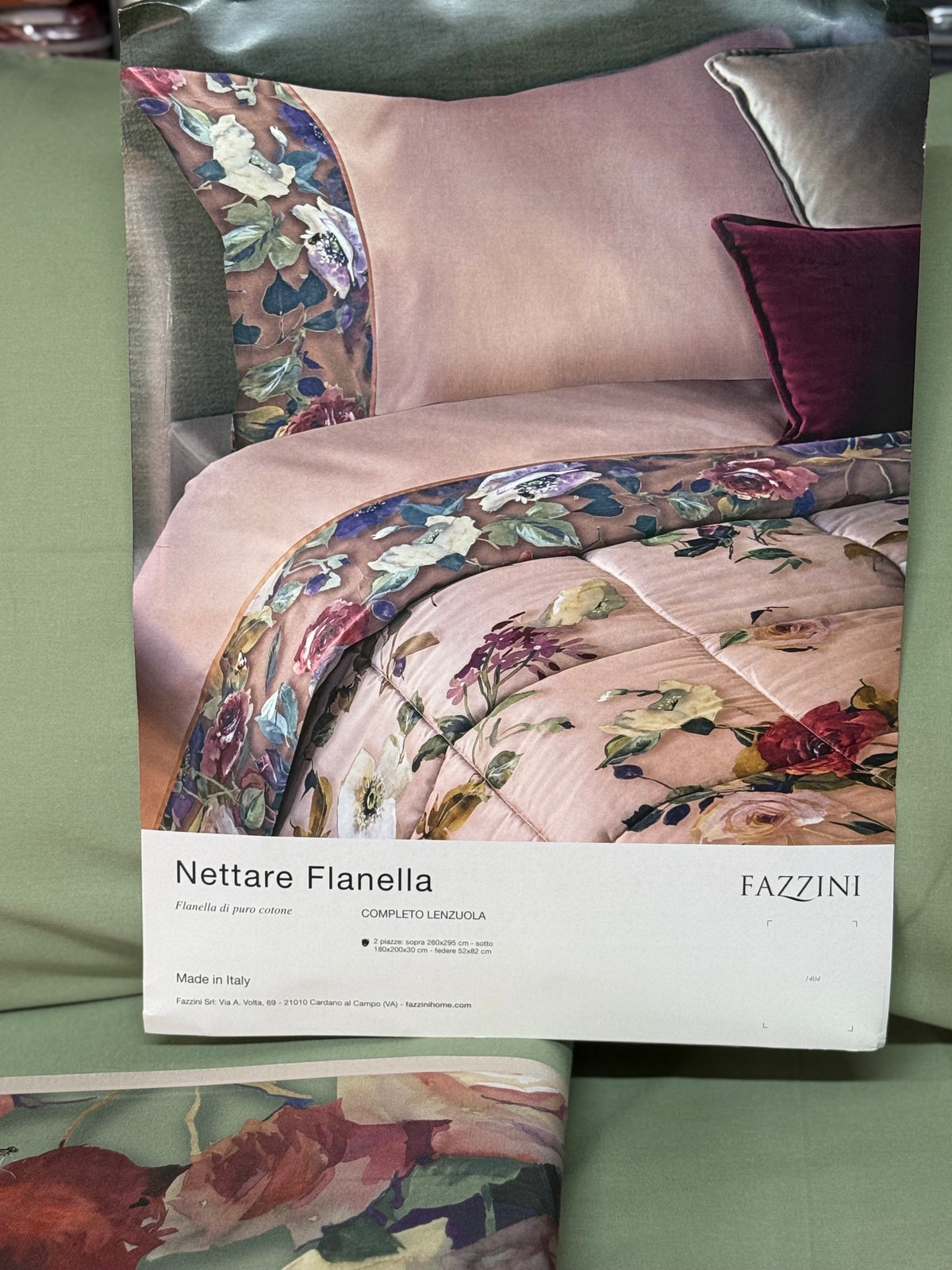 Fazzini Completo Lenzuola Matrimoniali in Flanella di Puro Cotone art. Nettare