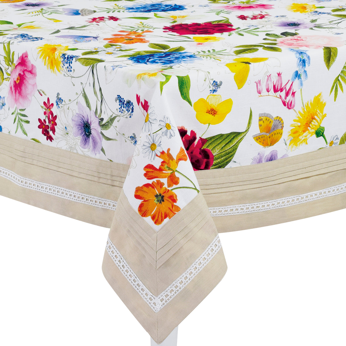 Preziosa Luxury Home - tablecloth without napkins in Pure Cotton and precious digital print art. Orchidea