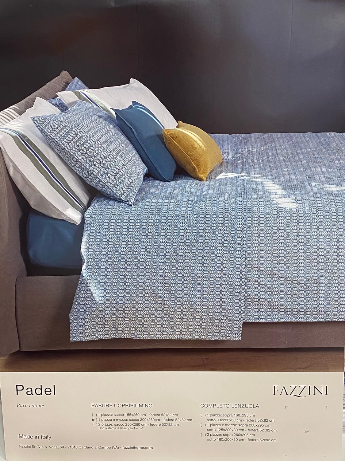 Fazzini duvet cover set (without bottom sheet) one and a half square in pure cotton with tight weave art. Padel