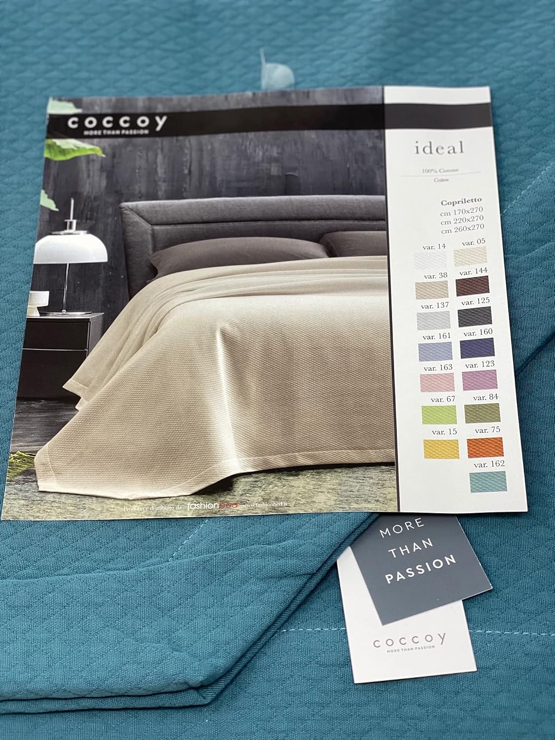 Coccoy Spring weight bedspread for single bed in pure cotton piquet solid color art. Ideal