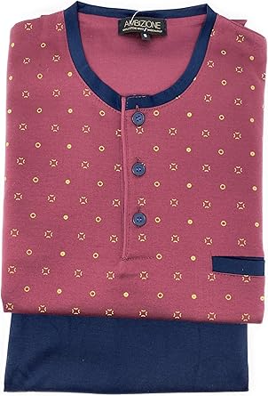 Bip Bip Pigiama per Uomo Due Pezzi Manica e Pantalone Corti Modello Serafino con Tre Bottoni in Puro Cotone makò Mercerizzato Peso Primaverile Art. 1907