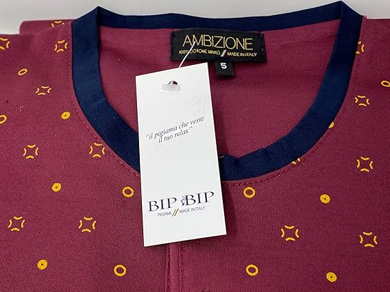Bip Bip Pigiama per Uomo Due Pezzi Manica e Pantalone Corti Modello Serafino con Tre Bottoni in Puro Cotone makò Mercerizzato Peso Primaverile Art. 1907