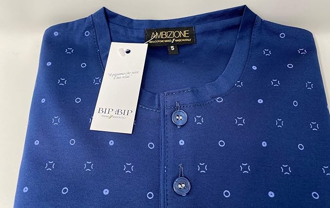 Bip Bip Pigiama per Uomo Due Pezzi Manica e Pantalone Corti Modello Serafino con Tre Bottoni in Puro Cotone makò Mercerizzato Peso Primaverile Art. 1907