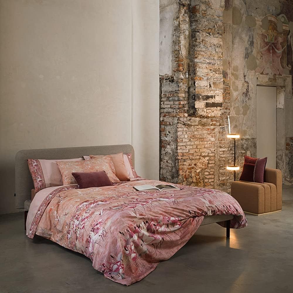 Fazzini duvet cover set queen size (without bottom sheet) in Pure Cotton Percale art. Pink Africa