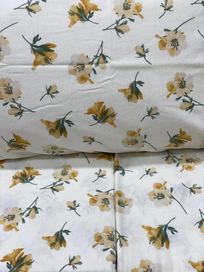 Mirabello Complete Double Bed Sheets in Warm Flannel, Art. Rhododendron Flowers