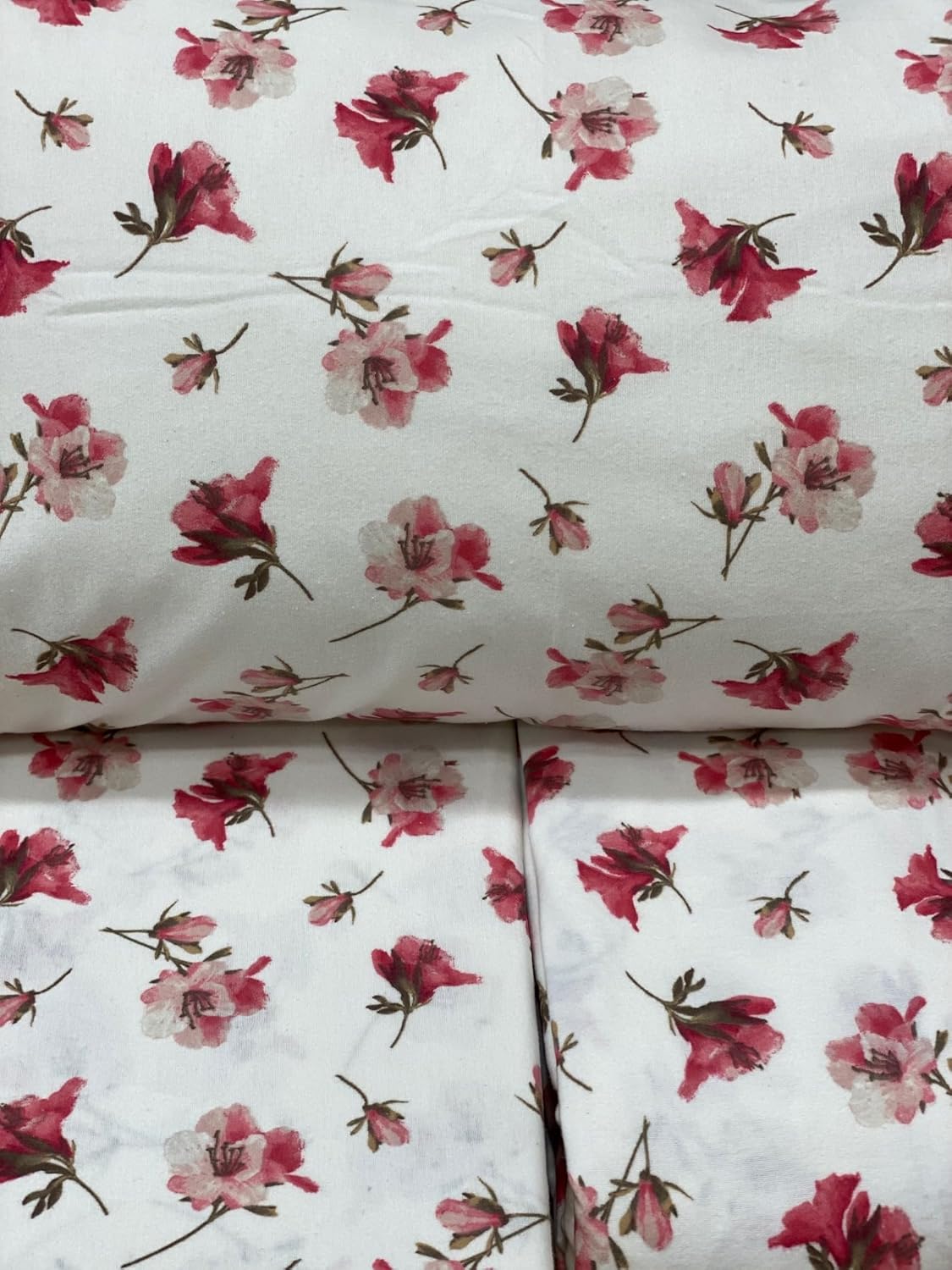 Mirabello Complete Double Bed Sheets in Warm Flannel, Art. Rhododendron Flowers